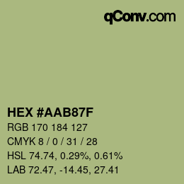 Farbcode: HEX #AAB87F | qconv.com