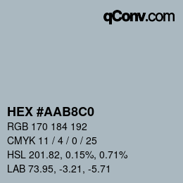 カラーコード: HEX #AAB8C0 | qconv.com