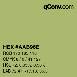 Color code: HEX #AAB96E | qconv.com