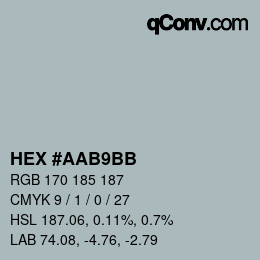 Color code: HEX #AAB9BB | qconv.com