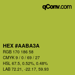 カラーコード: HEX #AABA3A | qconv.com