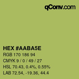 Farbcode: HEX #AABA5E | qconv.com