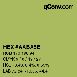 Color code: HEX #AABA5E | qconv.com