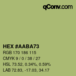 Código de color: HEX #AABA73 | qconv.com