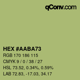 Code couleur: HEX #AABA73 | qconv.com