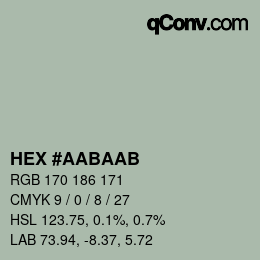 カラーコード: HEX #AABAAB | qconv.com