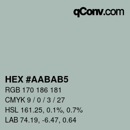 カラーコード: HEX #AABAB5 | qconv.com