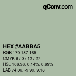 Farbcode: HEX #AABBA5 | qconv.com