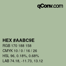 カラーコード: HEX #AABC9E | qconv.com