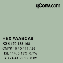 Color code: HEX #AABCA8 | qconv.com