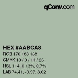 Color code: HEX #AABCA8 | qconv.com