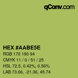 Color code: HEX #AABE5E | qconv.com