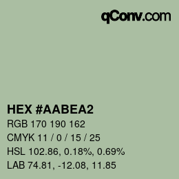 カラーコード: HEX #AABEA2 | qconv.com