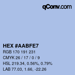 カラーコード: HEX #AABFE7 | qconv.com