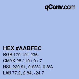 カラーコード: HEX #AABFEC | qconv.com