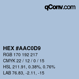 Farbcode: HEX #AAC0D9 | qconv.com