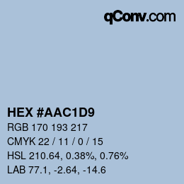 カラーコード: HEX #AAC1D9 | qconv.com