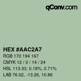 Farbcode: HEX #AAC2A7 | qconv.com