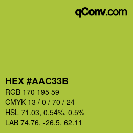 Código de color: HEX #AAC33B | qconv.com