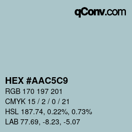 カラーコード: HEX #AAC5C9 | qconv.com