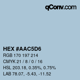 颜色代码: HEX #AAC5D6 | qconv.com