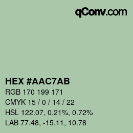 颜色代码: HEX #AAC7AB | qconv.com