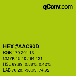Color code: HEX #AAC90D | qconv.com