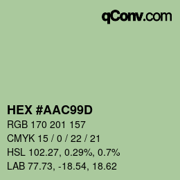 Código de color: HEX #AAC99D | qconv.com
