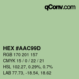 Código de color: HEX #AAC99D | qconv.com