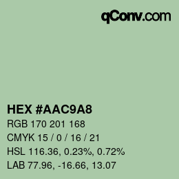 カラーコード: HEX #AAC9A8 | qconv.com