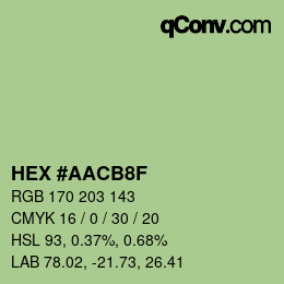 Color code: HEX #AACB8F | qconv.com