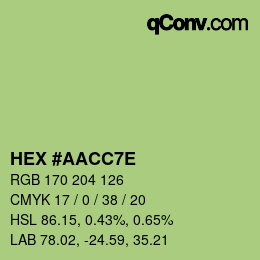 Color code: HEX #AACC7E | qconv.com