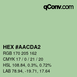 カラーコード: HEX #AACDA2 | qconv.com