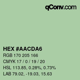 カラーコード: HEX #AACDA6 | qconv.com