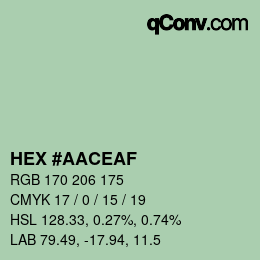 Color code: HEX #AACEAF | qconv.com