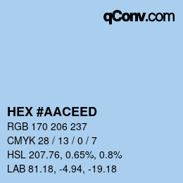 カラーコード: HEX #AACEED | qconv.com