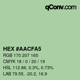 Farbcode: HEX #AACFA5 | qconv.com