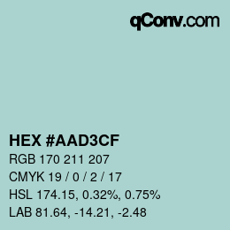 Farbcode: HEX #AAD3CF | qconv.com