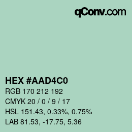Code couleur: HEX #AAD4C0 | qconv.com