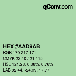 Código de color: HEX #AAD9AB | qconv.com