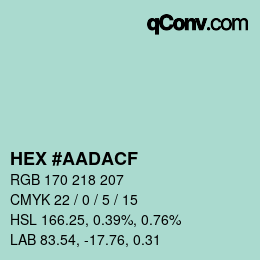 Color code: HEX #AADACF | qconv.com