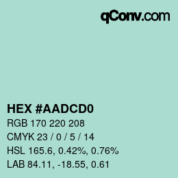Código de color: HEX #AADCD0 | qconv.com