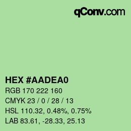 Color code: HEX #AADEA0 | qconv.com