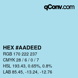 カラーコード: HEX #AADEED | qconv.com