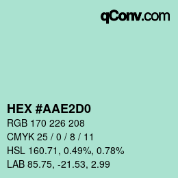 カラーコード: HEX #AAE2D0 | qconv.com