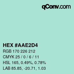 カラーコード: HEX #AAE2D4 | qconv.com