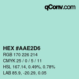 カラーコード: HEX #AAE2D6 | qconv.com