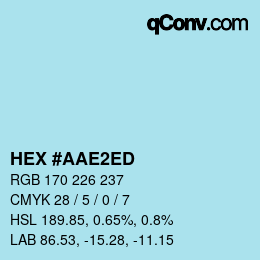 カラーコード: HEX #AAE2ED | qconv.com