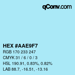 カラーコード: HEX #AAE9F7 | qconv.com