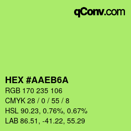 Color code: HEX #AAEB6A | qconv.com